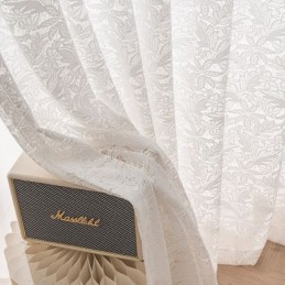 Cortinas De Voile Transparente Branco Com Bordados Para Janelas De Quarto