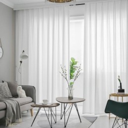 Cortinas Brancas Transparentes, Painéis De Janela Plissados E Enrugados