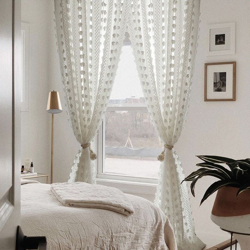 Cortina Nórdica Transparente Com Relevo Feita Sob Medida Cortina De Tule Para Sala De Estar E Quarto