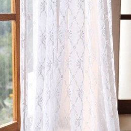 Cortina De Tule Bordado Sob Medida, Cortina Europeia De Voile Transparente Para Sala De Estar