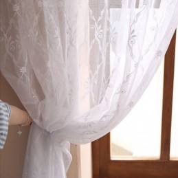 Cortina De Tule Bordado Sob Medida, Cortina Europeia De Voile Transparente Para Sala De Estar