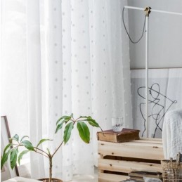 Cortina Nórdica Transparente Com Relevo Feita Sob Medida Em Tule Branco Para Sala De Estar E Quarto
