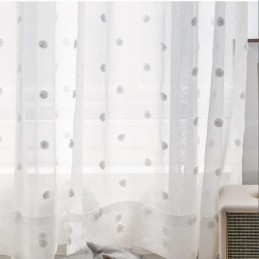 Cortina Nórdica Transparente Com Relevo Feita Sob Medida Em Tule Branco Para Sala De Estar E Quarto