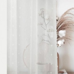 Cortina Nórdica Transparente Com Relevo Feita Sob Medida Em Tule Branco Para Sala De Estar E Quarto