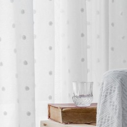 Cortina Nórdica Transparente Com Relevo Feita Sob Medida Em Tule Branco Para Sala De Estar E Quarto
