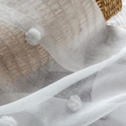 Cortina Nórdica Transparente Com Relevo Feita Sob Medida Em Tule Branco Para Sala De Estar E Quarto