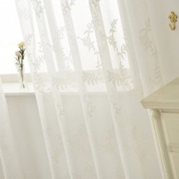 Cortina Branca Transparente Feita Sob Medida, Tule Bordado Para Sala De Estar E Quarto