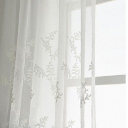 Cortina Branca Transparente Feita Sob Medida, Tule Bordado Para Sala De Estar E Quarto
