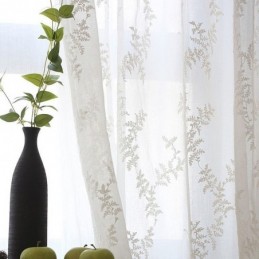 Cortina Branca Transparente Feita Sob Medida, Tule Bordado Para Sala De Estar E Quarto