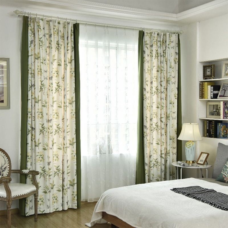 Cortinas De Algodão E Linho Com Estampa Floral E Costura Com Estampa De Plantas Para Sala De Estar