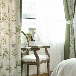 Cortinas De Algodão E Linho Com Estampa Floral E Costura Com Estampa De Plantas Para Sala De Estar