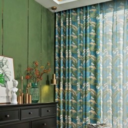 Cortinas De Algodão E Linho Estilo Americano Com Estampa De Folha De Bananeira