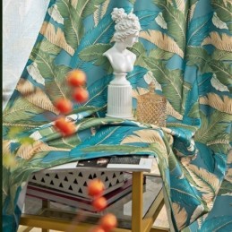 Cortinas De Algodão E Linho Estilo Americano Com Estampa De Folha De Bananeira