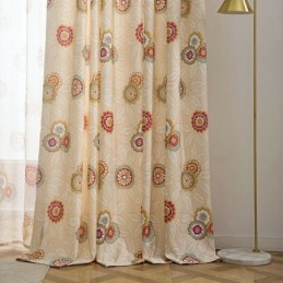 Cortina De Algodão E Linho Sob Medida, Estilo Americano, Com Estampa Floral, Semi Blackout