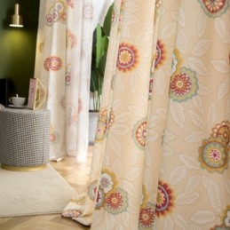 Cortina De Algodão E Linho Sob Medida, Estilo Americano, Com Estampa Floral, Semi Blackout