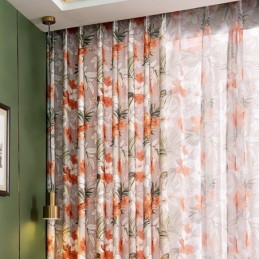 Cortina De Algodão E Linho Sob Medida, Estilo Americano, Com Estampa Floral