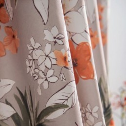 Cortina De Algodão E Linho Sob Medida, Estilo Americano, Com Estampa Floral