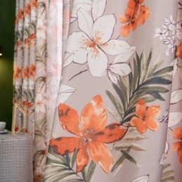 Cortina De Algodão E Linho Sob Medida, Estilo Americano, Com Estampa Floral