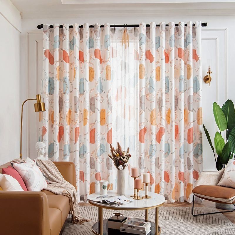 Cortinasestilo Nórdicocortinas Ovais Estampadas