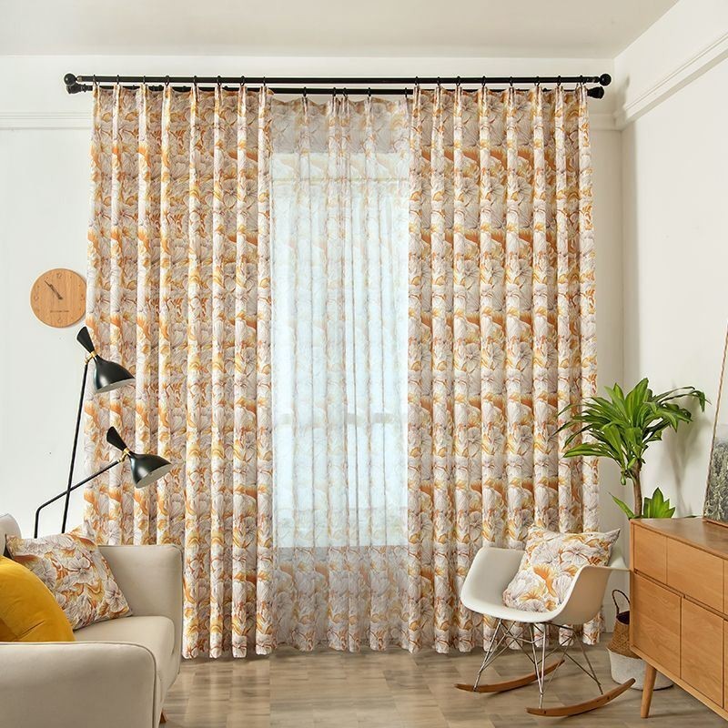 Cortina Semi Blackout Sob Medida Cortina Estilo Americano Estampada Com Plantas