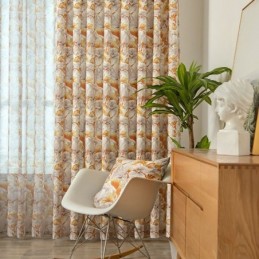 Cortina Semi Blackout Sob Medida Cortina Estilo Americano Estampada Com Plantas