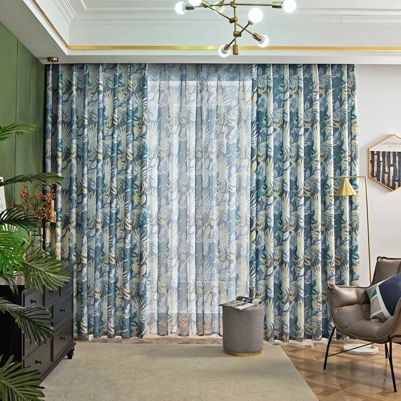Cortina Estilo Americano Feita Sob Medida, Cortina Com Estampa De Plantas