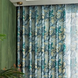 Cortina Estilo Americano Feita Sob Medida, Cortina Com Estampa De Plantas