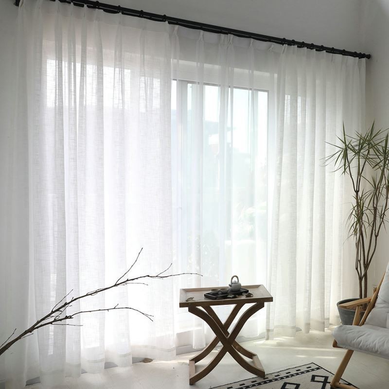 Cortina Branca Transparente Feita Sob Medida Cortina Sólida Cor Sólida Voile Sala De Estar Quarto