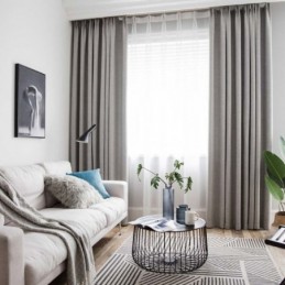 Cortina Blackout Cinza Sólida Feita Sob Medida, Moderna, Simples, Para Sala De Estar, Quarto, Tecido