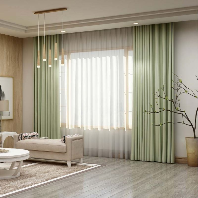 Cortina Sólida Verde Claro Feita Sob Medida, Moderna, Imitação De Seda, Tecido Blackout Para Sala De Estar E Quarto