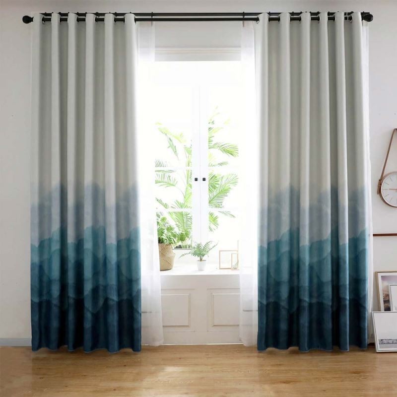 Cortina Estampada Blue Fog Feita Sob Medida Cortina Blackout Moderna E Simples Para Sala De Estar Quarto Tecido Infantil