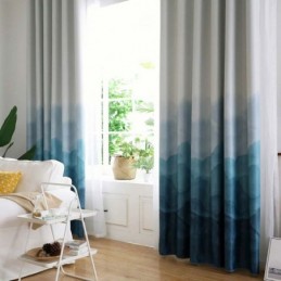 Cortina Estampada Blue Fog Feita Sob Medida Cortina Blackout Moderna E Simples Para Sala De Estar Quarto Tecido Infantil