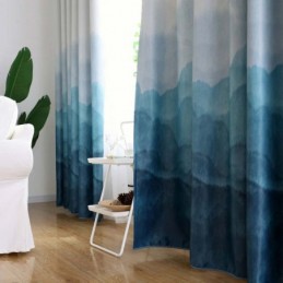 Cortina Estampada Blue Fog Feita Sob Medida Cortina Blackout Moderna E Simples Para Sala De Estar Quarto Tecido Infantil