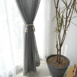 Cortina Cinza Transparente Feita Sob Medida, Cortina Respirável De Voile De Cor Sólida Para Sala De Estar E Quarto