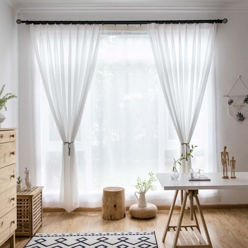 Cortina Transparente De Chiffon Branco Feita Sob Medida, Moderna, Respirável, Para Sala De Estar, Quarto, Berçário