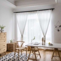 Cortina Transparente De Chiffon Branco Feita Sob Medida, Moderna, Respirável, Para Sala De Estar, Quarto, Berçário