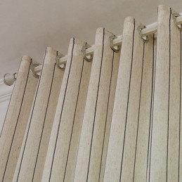 Cortina Nórdica Simples E Transparente Feita Sob Medida, Listras Em Jacquard, Tecido Misto De Linho E Proteção Ambiental