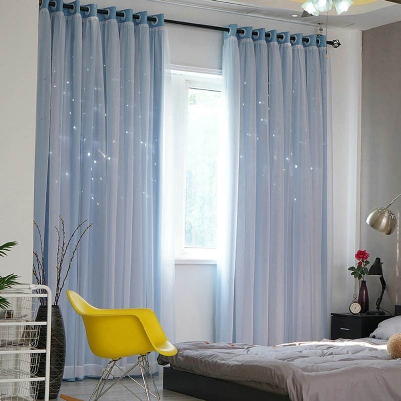 Cortinas Com Estrelas Românticas Blackout Transparentes Para Sala De Estar E Quarto
