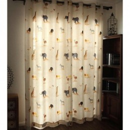 Cortina Bege Com Estampa De Desenho Animado Feita Sob Medida Cortina Leão Girafa Elefante Cortinas Para Quarto Infantil