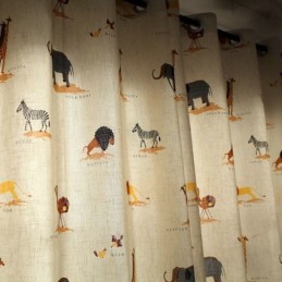 Cortina Bege Com Estampa De Desenho Animado Feita Sob Medida Cortina Leão Girafa Elefante Cortinas Para Quarto Infantil