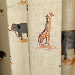 Cortina Bege Com Estampa De Desenho Animado Feita Sob Medida Cortina Leão Girafa Elefante Cortinas Para Quarto Infantil