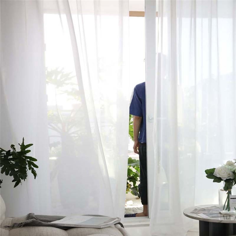 Cortina Transparente Branca Sólida Feita Sob Medida, Moderna, Simples, Para Sala De Estar, Quarto, Estudo, Tecido