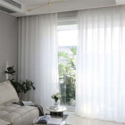 Cortina Transparente Branca Sólida Feita Sob Medida, Moderna, Simples, Para Sala De Estar, Quarto, Estudo, Tecido