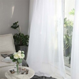 Cortina Transparente Branca Sólida Feita Sob Medida, Moderna, Simples, Para Sala De Estar, Quarto, Estudo, Tecido