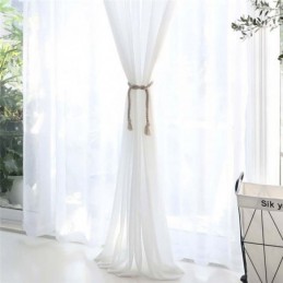 Cortina Transparente Branca Sólida Feita Sob Medida, Moderna, Simples, Para Sala De Estar, Quarto, Estudo, Tecido