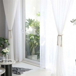 Cortina Transparente Branca Sólida Feita Sob Medida, Moderna, Simples, Para Sala De Estar, Quarto, Estudo, Tecido