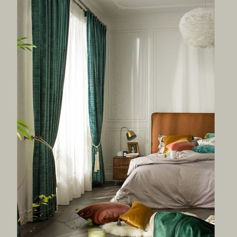 Cortina Blackout Velvet Max Sob Medida Cortina Verde Malaquita Cor Sólida Quarto