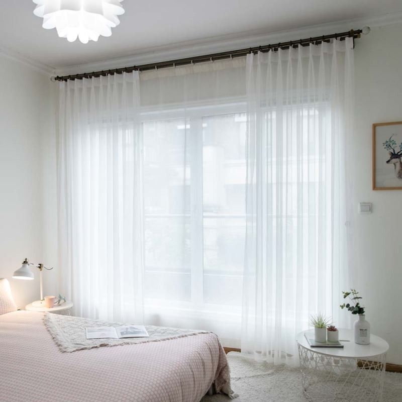 Cortina Branca Transparente Respirável Feita Sob Medida, Moderna E Simples, Para Sala De Estar, Quarto E Estudo