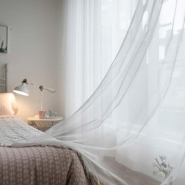 Cortina Branca Transparente Respirável Feita Sob Medida, Moderna E Simples, Para Sala De Estar, Quarto E Estudo