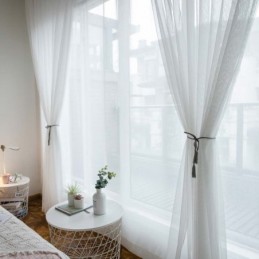 Cortina Branca Transparente Respirável Feita Sob Medida, Moderna E Simples, Para Sala De Estar, Quarto E Estudo